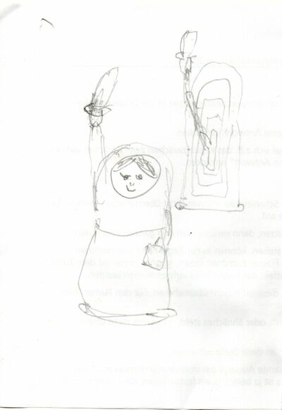 Matryoshka, sketch graphite pencil on writing paper (printed on the back) ca 10 x 15 cm